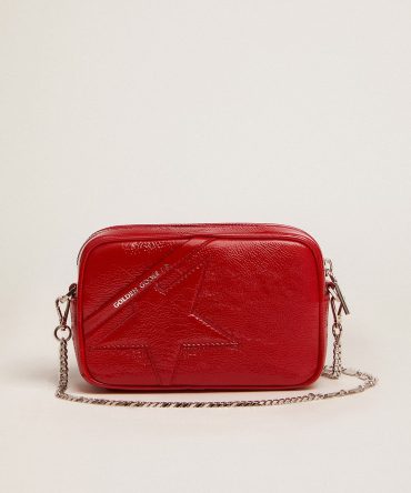 Women’s Mini Star Bag in red painted leather with tone-on-tone star