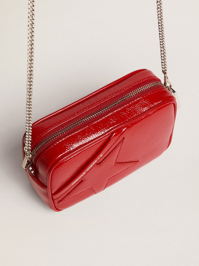 Women’s Mini Star Bag in red painted leather with tone-on-tone star - Image 2
