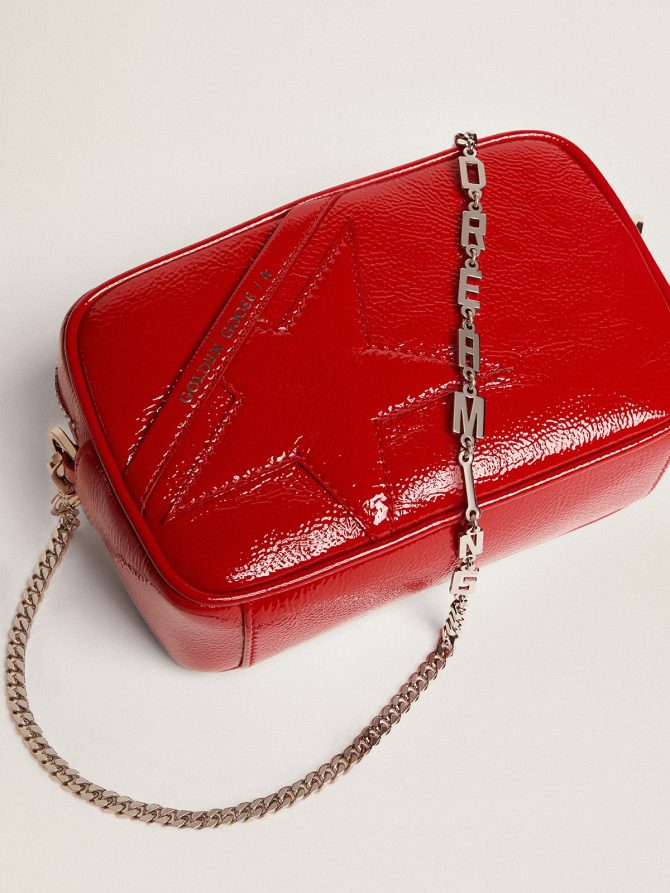 Women’s Mini Star Bag in red painted leather with tone-on-tone star - Image 5