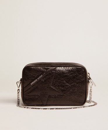 Women’s Mini Star Bag in black glossy leather with tone-on-tone star