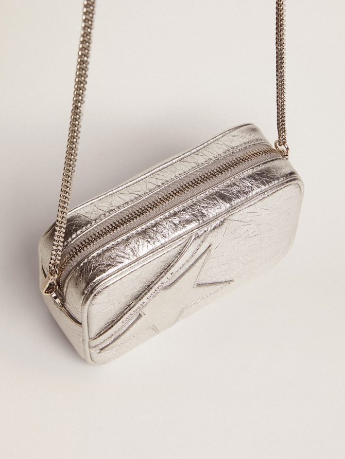 Women’s Mini Star Bag in silver laminated leather with tone-on-tone star - Image 2