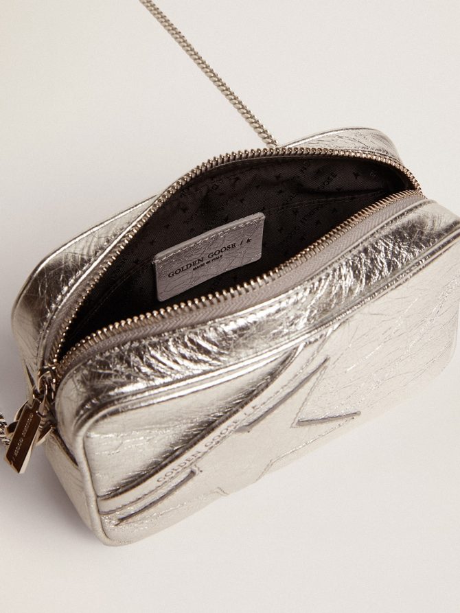 Women’s Mini Star Bag in silver laminated leather with tone-on-tone star - Image 4