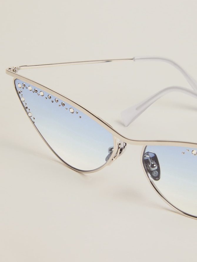 Sunglasses cat-eye style with silver frame and crystals - Image 2