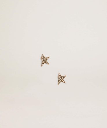 Women’s stud earrings in antique gold color with crystals