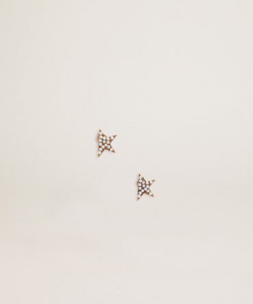Women’s stud earrings in antique gold color with decorative beads