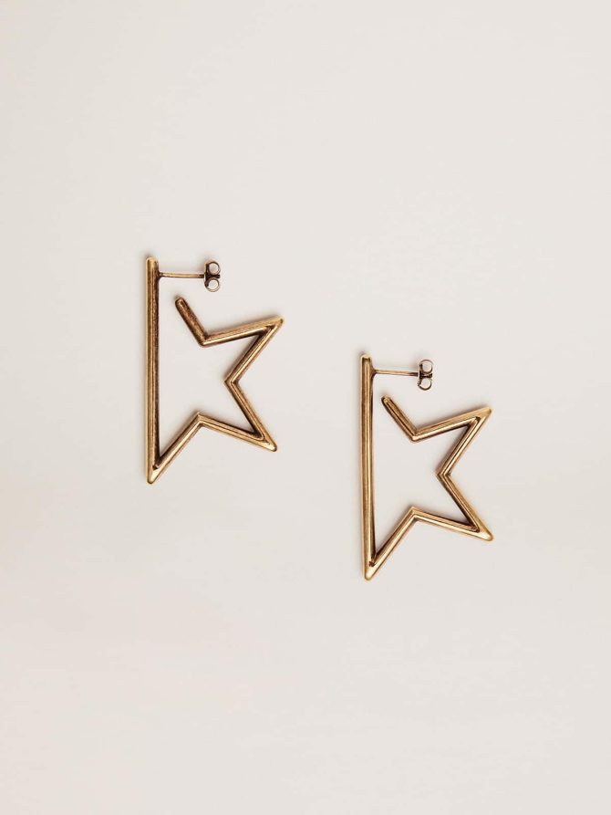 Women’s Star antique gold color pendant earrings