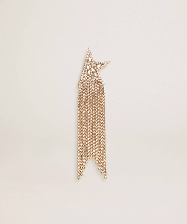 Women’s single drop earring in antique gold color with decorative crystals