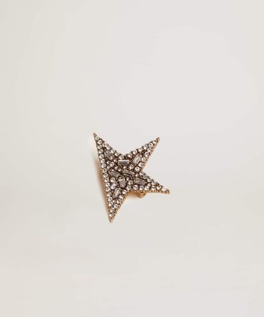 Women’s antique gold-colored brooch with decorative crystals