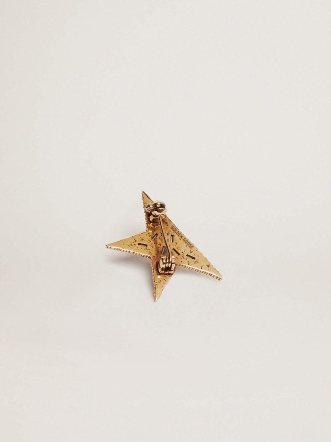 Women’s antique gold-colored brooch with decorative crystals - Image 2