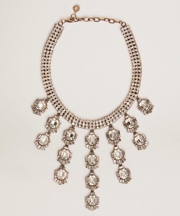 Women’s necklace in antique gold color with drop crystals