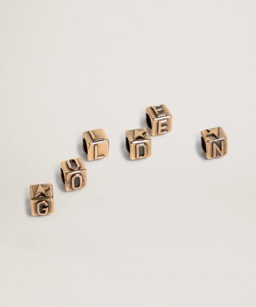 Women’s cubic charms in antique gold color with letters of the alphabet