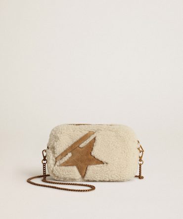 Mini Star Bag in beige shearling with suede star