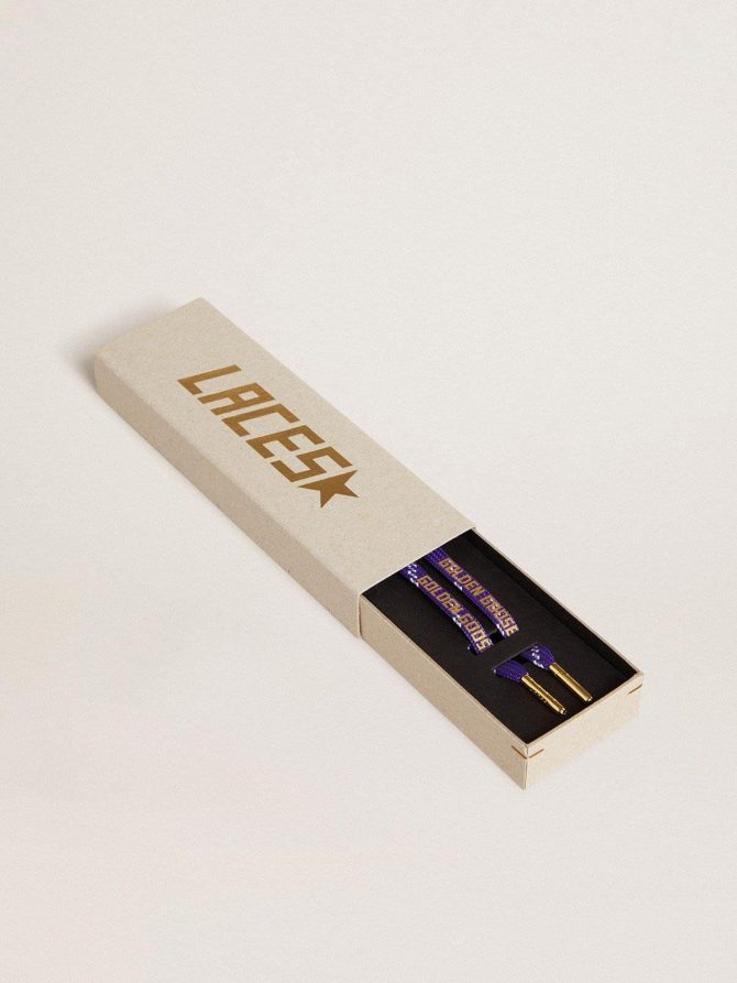 Purple laces with decorations and contrasting gold-colored logo - Image 2