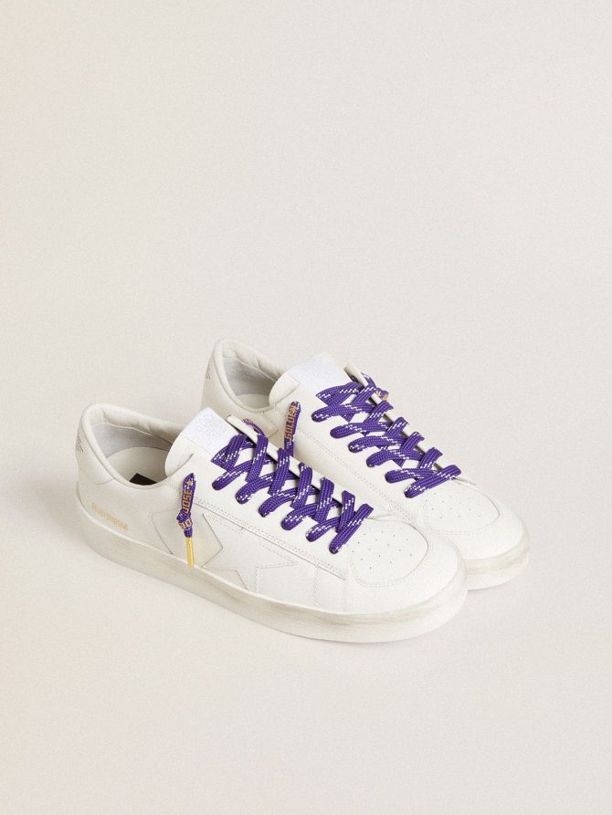 Purple laces with decorations and contrasting gold-colored logo - Image 3