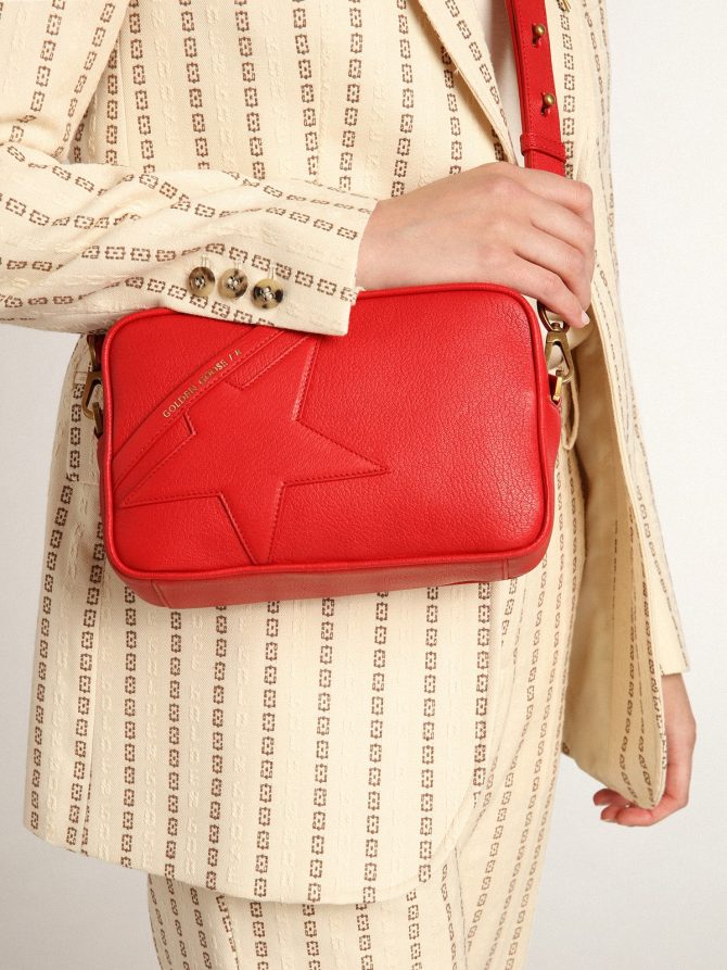 Women’s Star Bag in bright red leather - Image 3