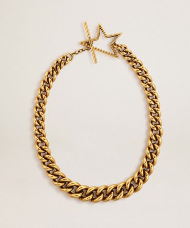 Necklace in antique gold decreasing chain with star-shaped clasp
