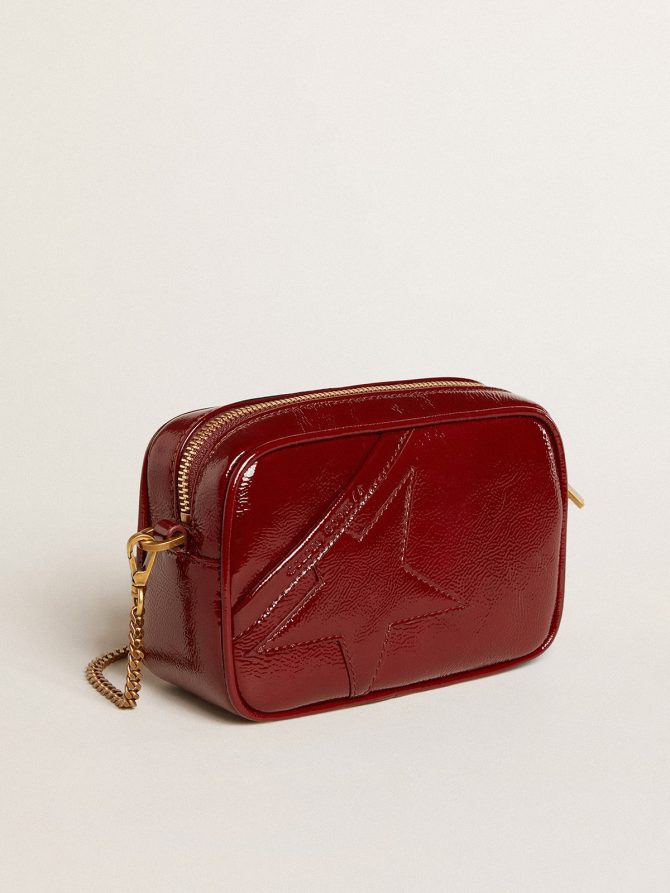 Mini Star Bag in burgundy patent leather with tone-on-tone star - Image 2