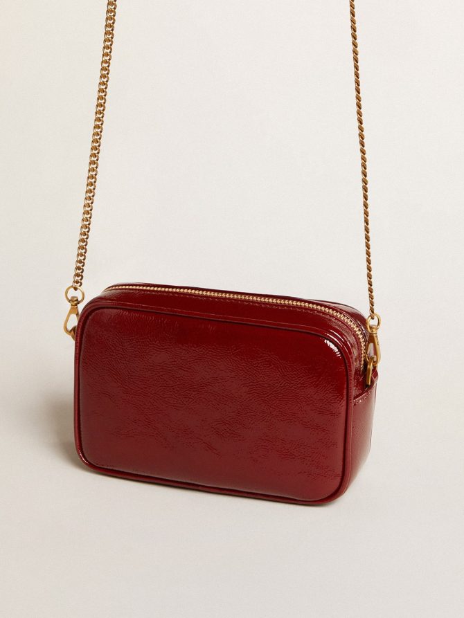 Mini Star Bag in burgundy patent leather with tone-on-tone star - Image 4