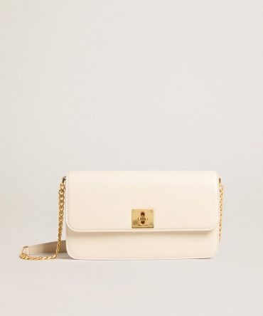 Gioia Bag in butter-colored boarded leather with gold details