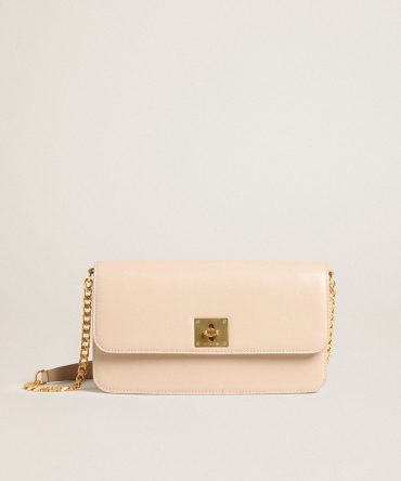 Gioia Bag in pale pink boarded leather with gold details