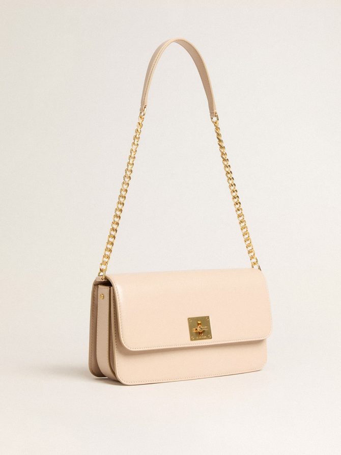 Gioia Bag in pale pink boarded leather with gold details - Image 2