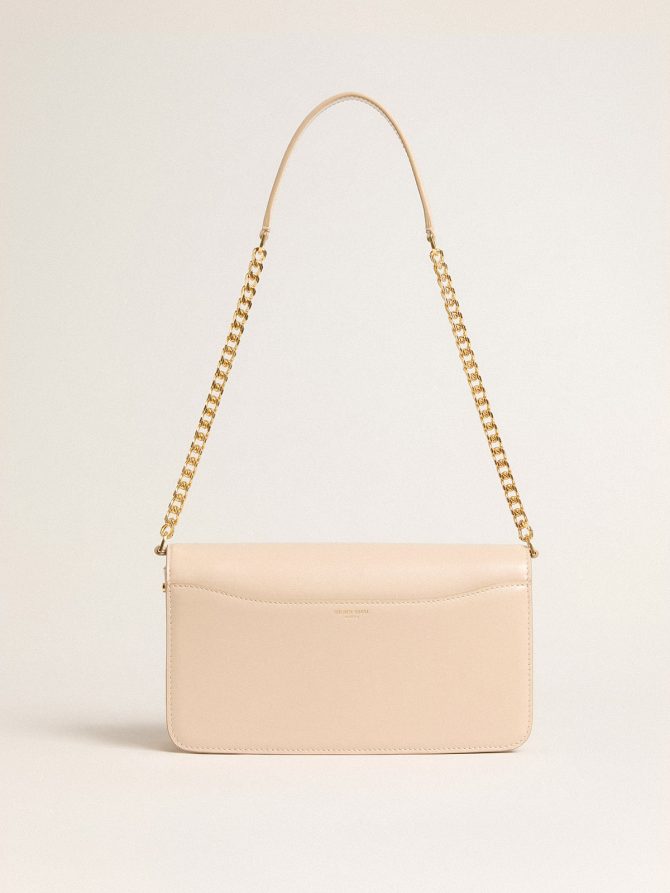Gioia Bag in pale pink boarded leather with gold details - Image 3