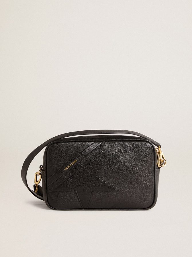 Star Bag in black leather with tone-on-tone star
