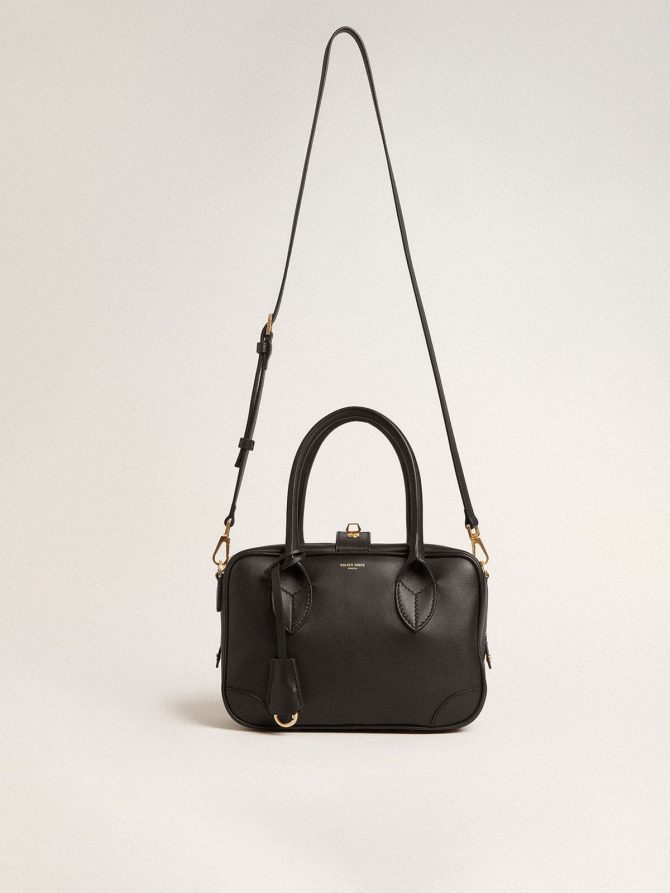 Vita Bag in smooth black leather with gold details - Image 2