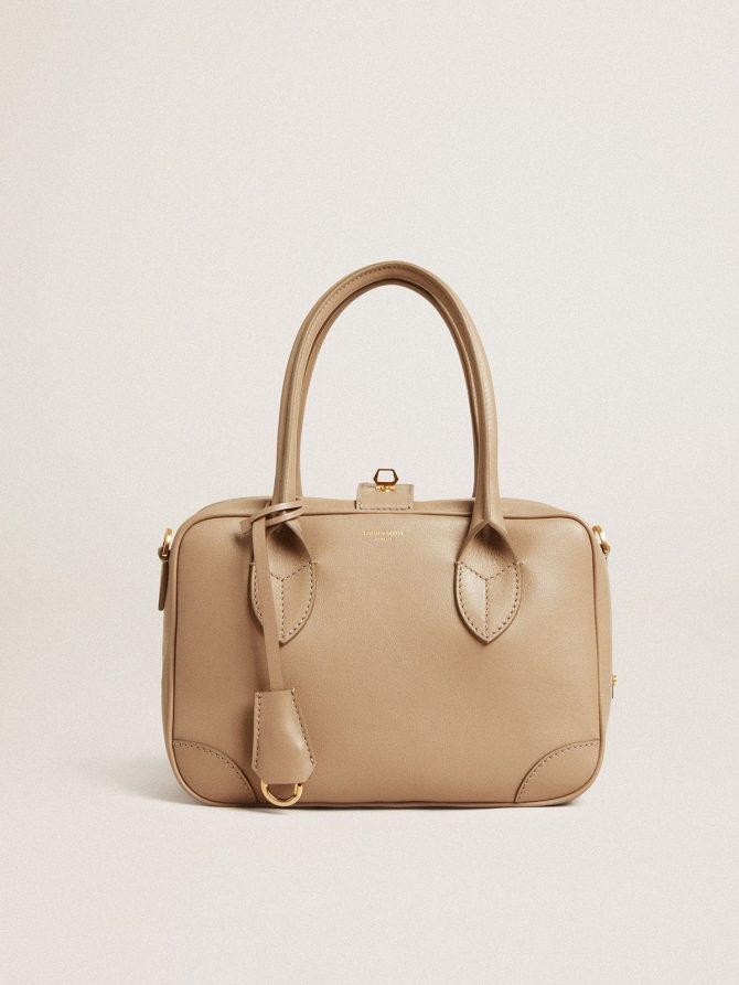 Vita Bag in beige leather with gold details
