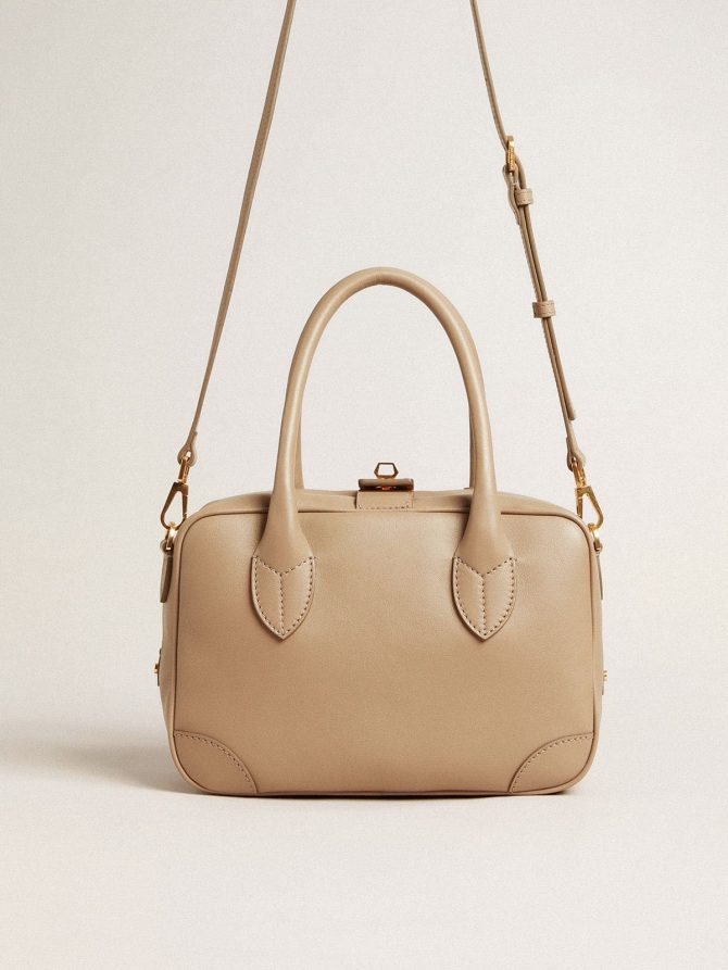 Vita Bag in beige leather with gold details - Image 5