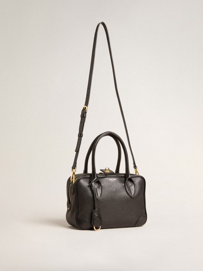 Vita Bag in black sheepskin leather with gold details - Image 4