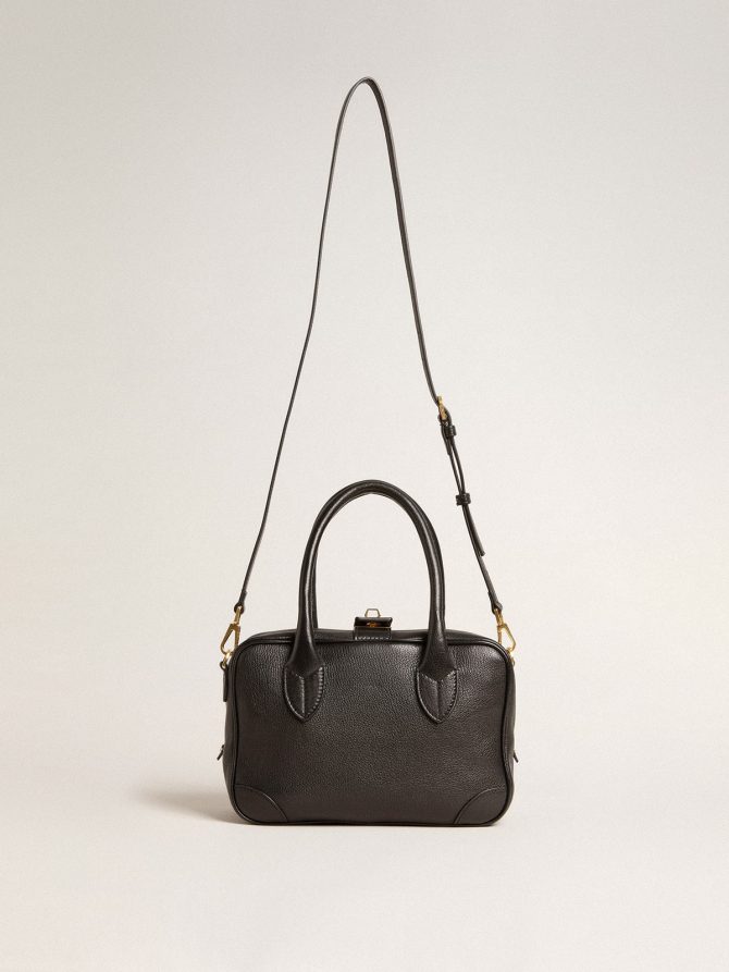 Vita Bag in black sheepskin leather with gold details - Image 5
