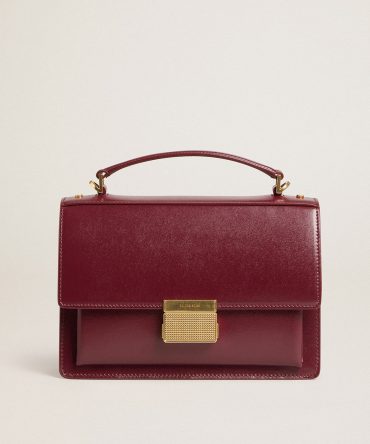 Venezia Bag in burgundy boarded leather with gold details