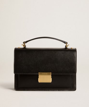 Venezia Bag in black boarded leather with gold details