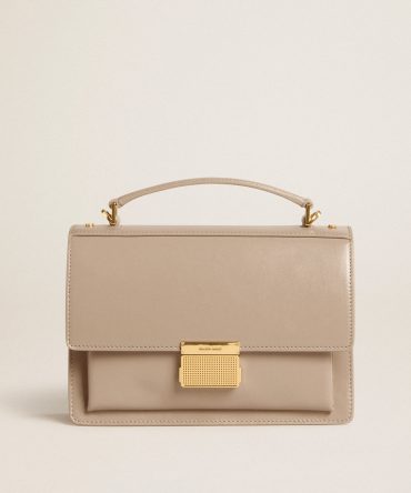 Venezia Bag in beige boarded leather with gold details
