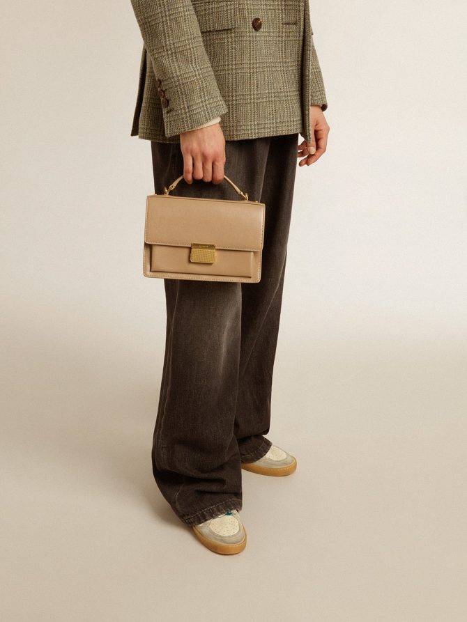 Venezia Bag in beige boarded leather with gold details - Image 3