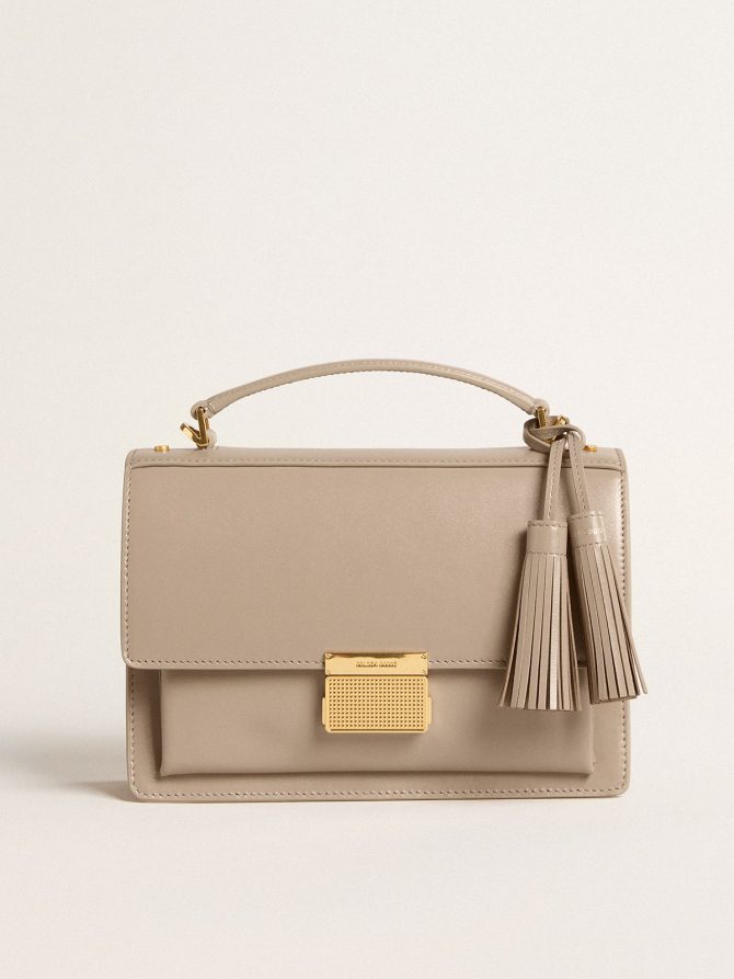 Venezia Bag in beige boarded leather with gold details - Image 5