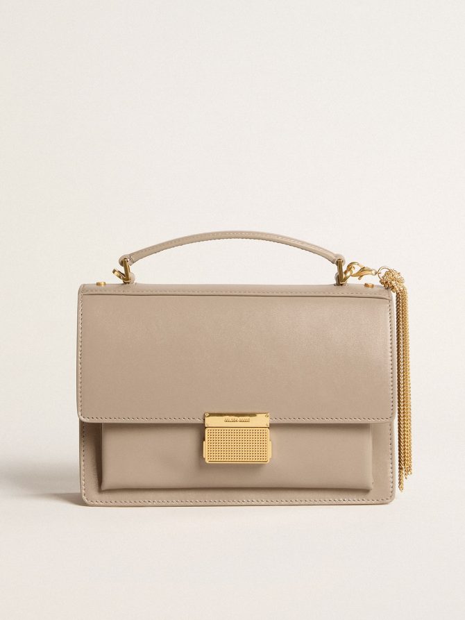 Venezia Bag in beige boarded leather with gold details - Image 6