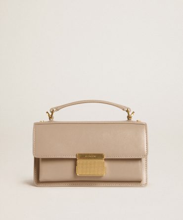 Small Venezia Bag in beige boarded leather with gold details