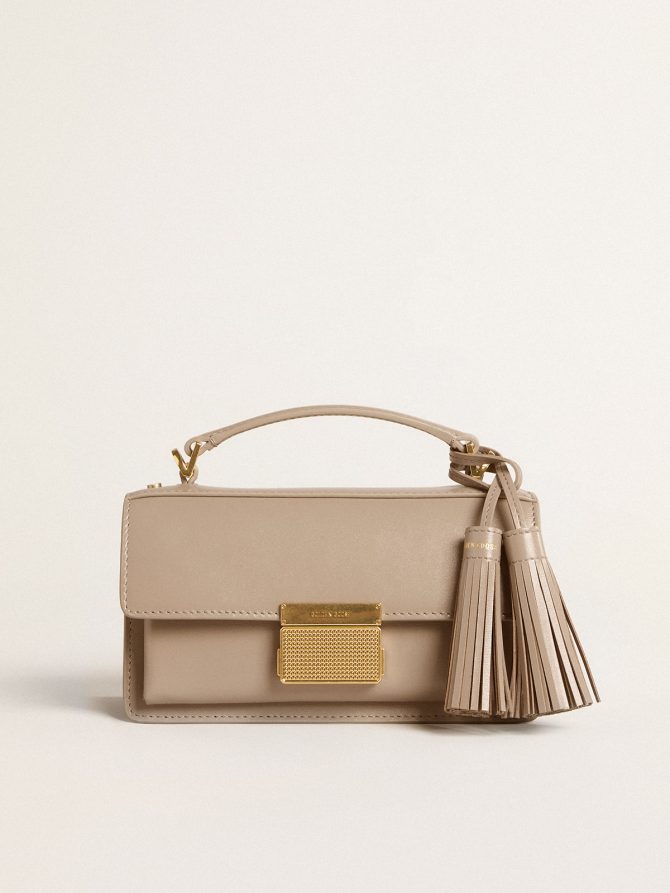 Small Venezia Bag in beige boarded leather with gold details - Image 4