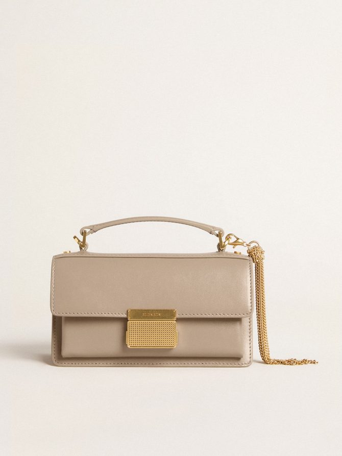 Small Venezia Bag in beige boarded leather with gold details - Image 5