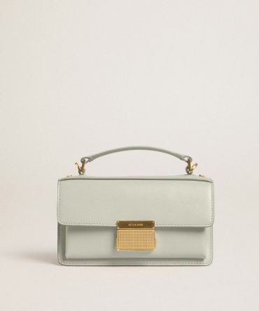 Small Venezia Bag in mineral-gray boarded leather with gold details
