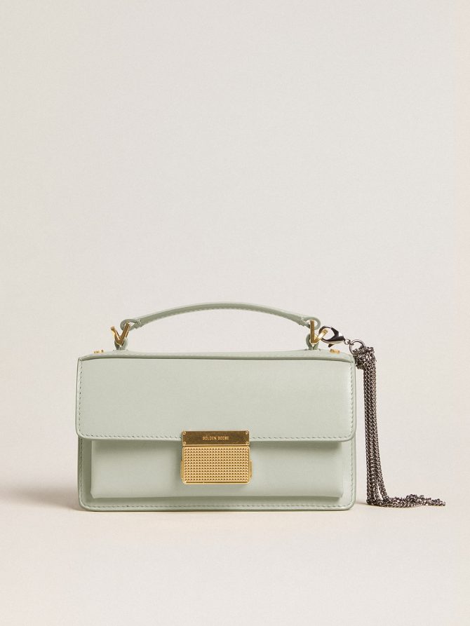 Small Venezia Bag in mineral-gray boarded leather with gold details - Image 6