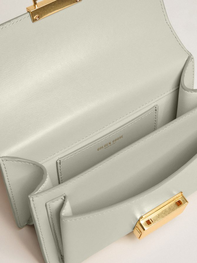 Small Venezia Bag in mineral-gray boarded leather with gold details - Image 8
