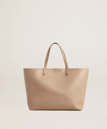 Dove-gray Pasadena Bag in smooth leather with gold logo