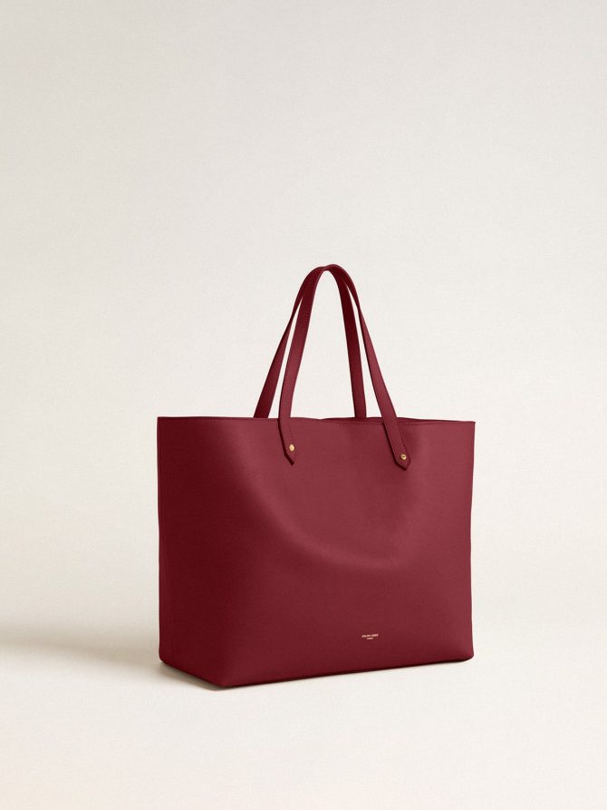 Burgundy Pasadena Bag in smooth leather with gold logo - Image 2