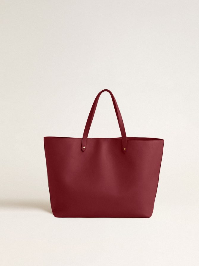 Burgundy Pasadena Bag in smooth leather with gold logo - Image 3