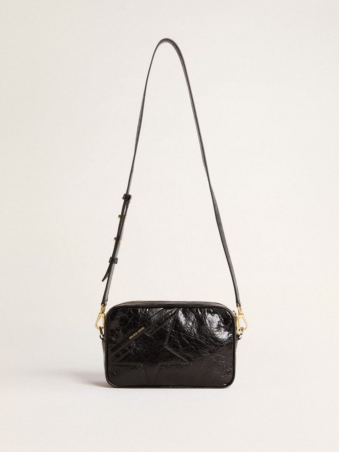 Star Bag in glossy black leather with tone-on-tone star - Image 2