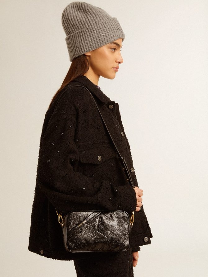 Star Bag in glossy black leather with tone-on-tone star - Image 3