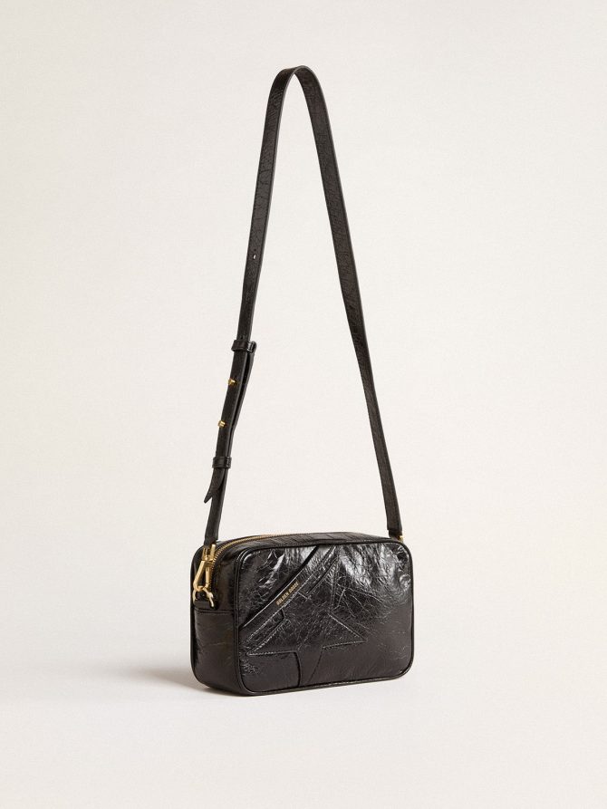 Star Bag in glossy black leather with tone-on-tone star - Image 4